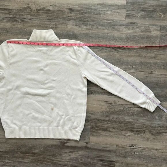 Vintage Polo Ralph Lauren 1/4 Zip 100% Cotton White Knit Sweater Size L - Picture 8 of 8